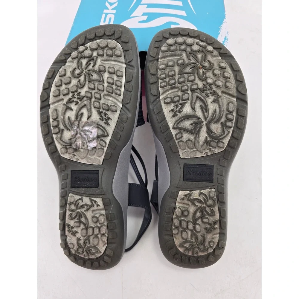 Skechers Reggae Slim Simply Stretch Sandals Womens 6 Navy Blue 163023 Excellent